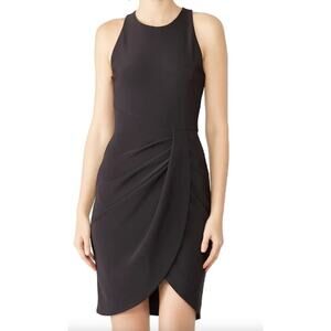 Black Halo 8 Brett Sheath Black Dress Classic Career Draped Minimalist